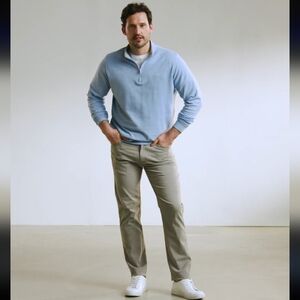 Blue Zip Up Sweater with Stand-Up Collar